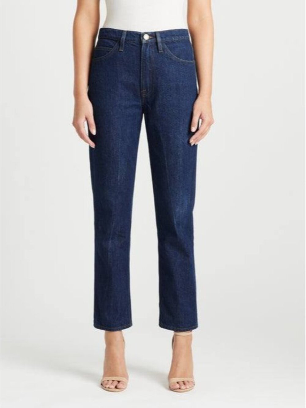 Frame Le Italien Womens Blue Dark Wash High Rise True Straight Jeans Sz 27